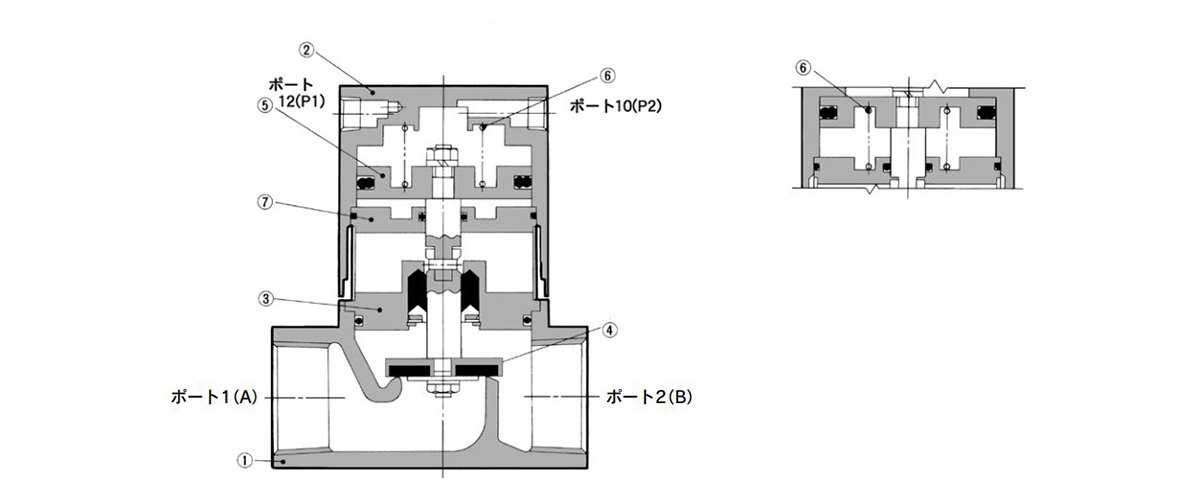 N.C. type (left drawing) / N.O. type (right drawing) diagram