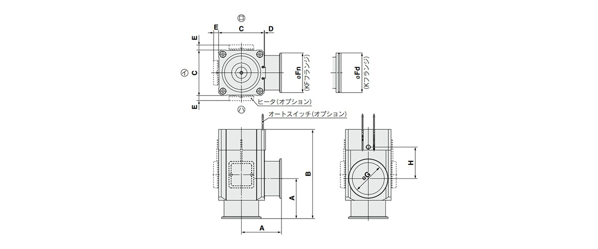 XLA air-operated type dimensional drawing