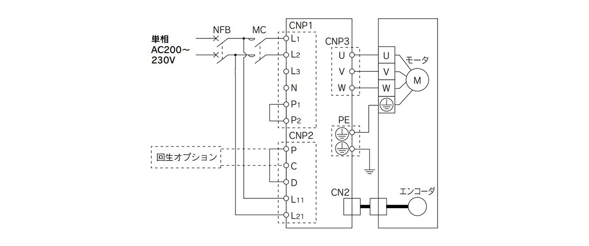 For single phase 200 V AC