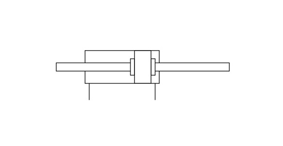 Double acting / double rod, rubber bumper