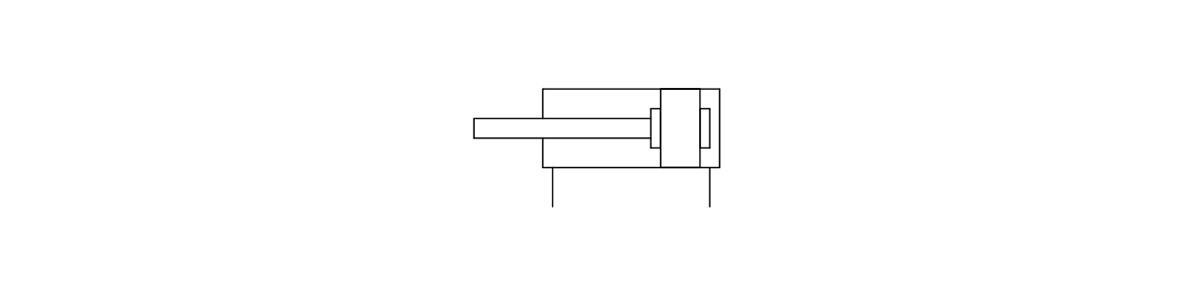 Symbol Double acting, Single rod, Rubber bumper