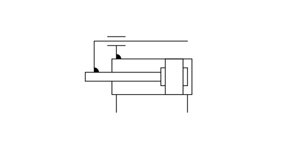 Symbol Double acting, single rod, rubber bumper