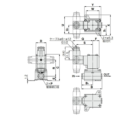 DIN terminal dimensional drawing