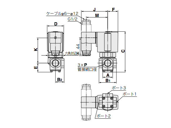 DIN terminal: D dimensional drawing