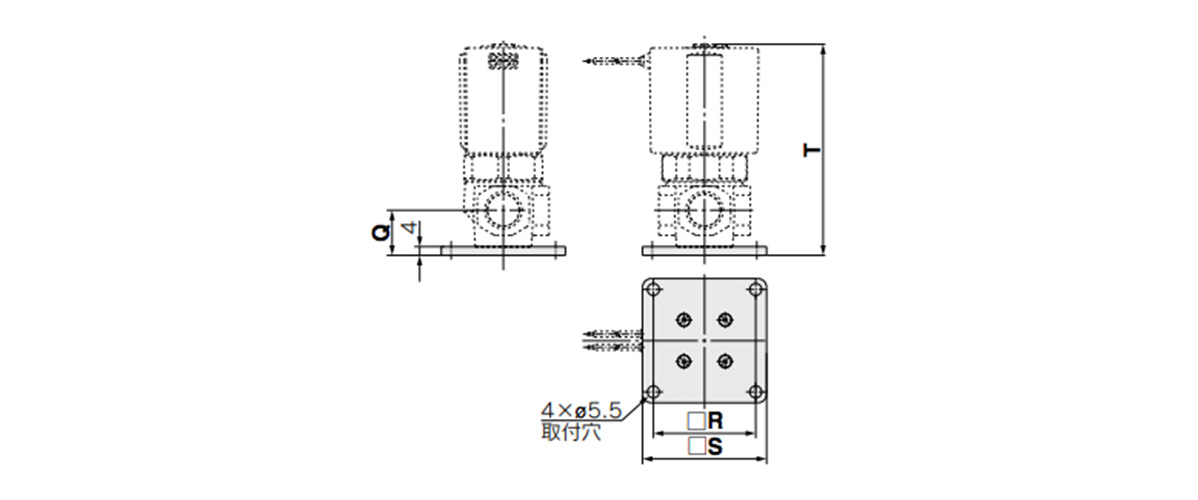 With bracket specification dimensional drawing