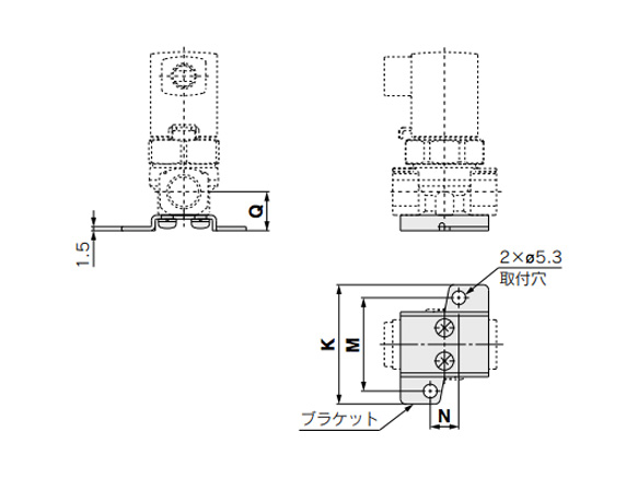 With bracket specification: orifice ø3 mm, ø4.5 mm, ø6 mm dimensional drawing