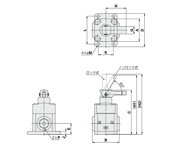 Body material: PFA dimensional drawing