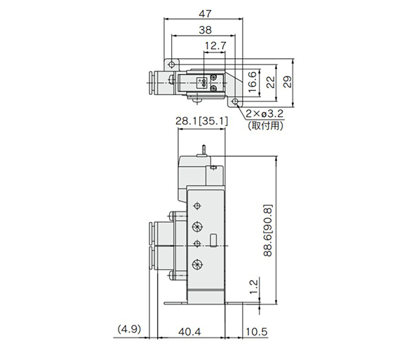 With foot bracket, SY5120-□G/H□□-C4/N3/C6/N7/C8/N9□-F1 dimensional drawings 