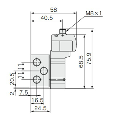 M8 connector (WO): SY3140(R)-□WO□□-01□ dimensional drawing