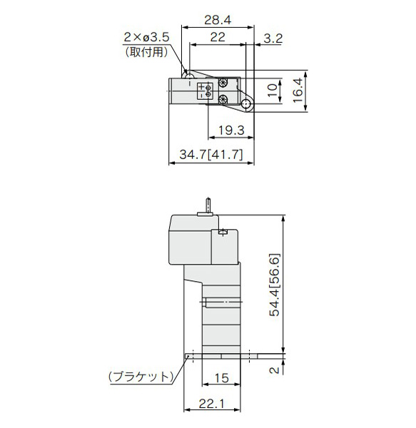 With bracket: SYJ3120-□G/H□□-M3-F dimensional drawings