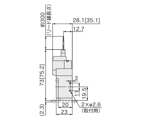 With bracket: SYJ5120-□G/H□□-M5-F dimensional drawings