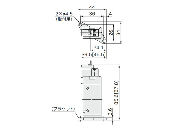 With bracket: SYJ7120-□G/H□□-01□-F dimensional drawings