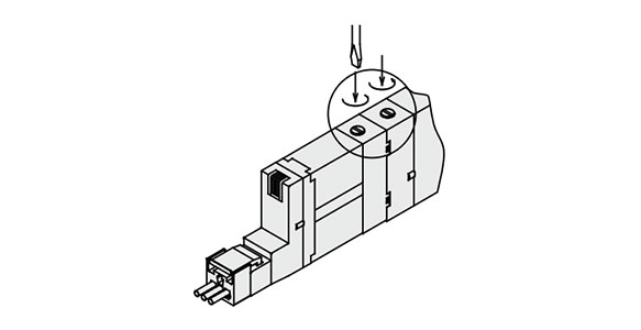 D: External appearance of push-turn locking screwdriver-operated type