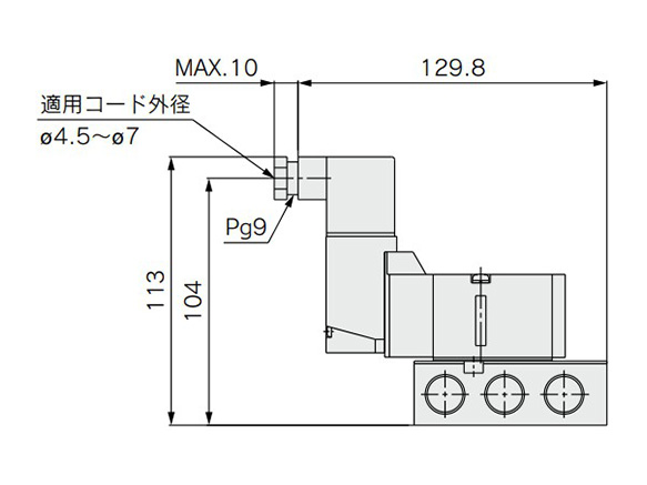 DIN terminal (D) (Y): VF3140-□D/Y□□1-02/03□ dimensional drawing