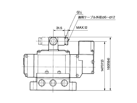 DIN terminal: VP4150-□□D-□ dimensional drawing