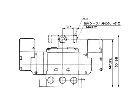 DIN terminal: VP4250-□□D-□/VP4350-□□D-□/VP4450-□□D-□ dimensional drawing