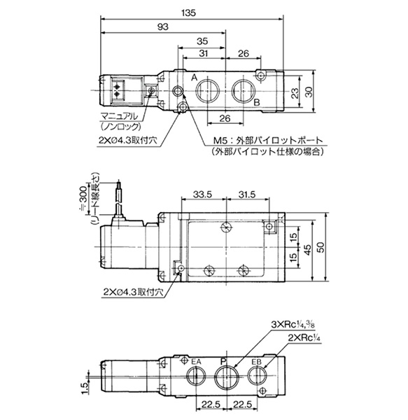 Grommet: VFS3120-□G dimensional drawing