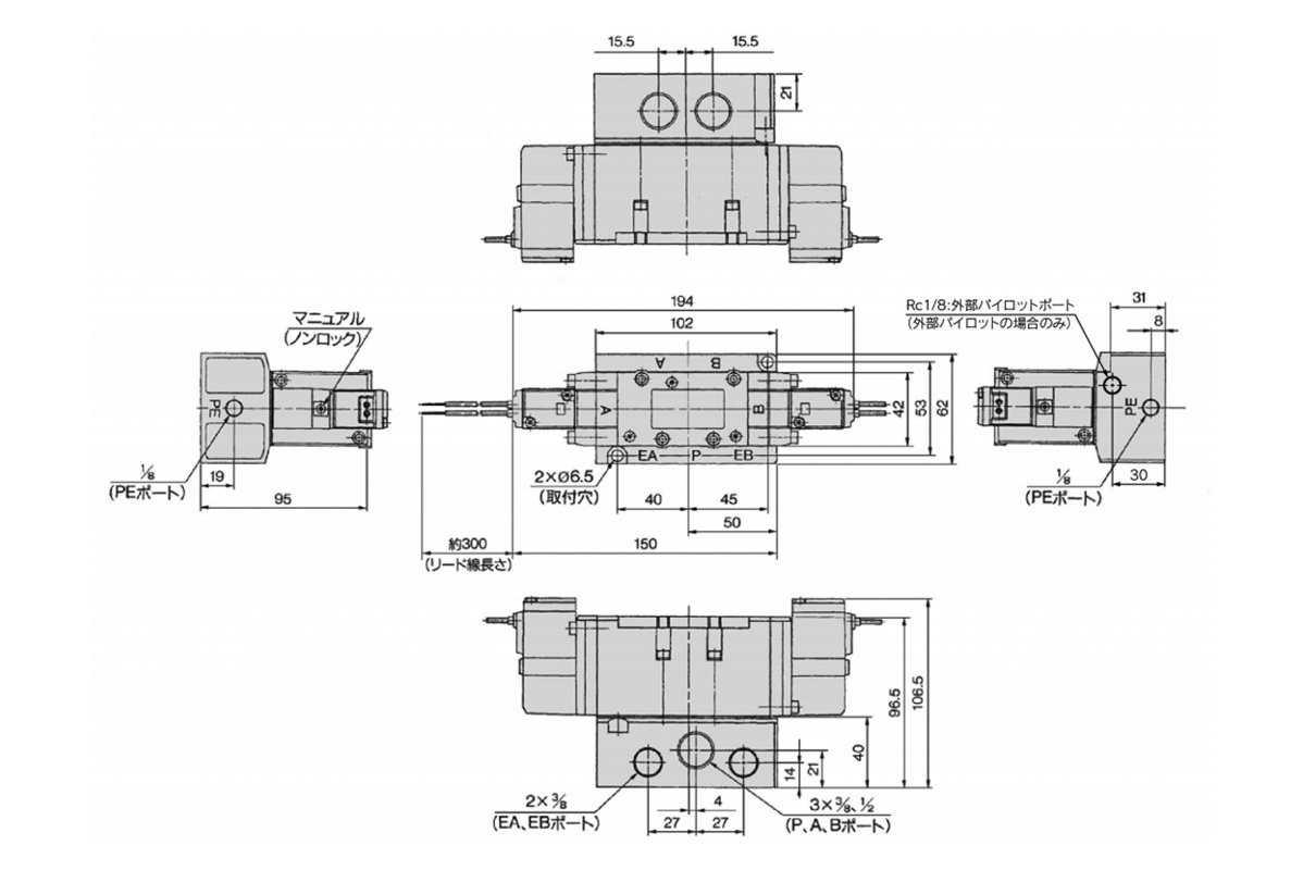 2-Position position single: VFR4140/1-□G dimensional drawing