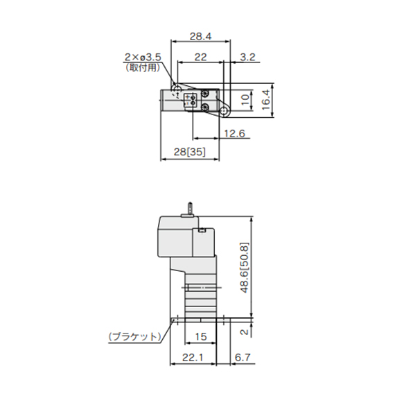 With bracket: SYJ3□2-□G/H□□-M3-F dimensional drawing