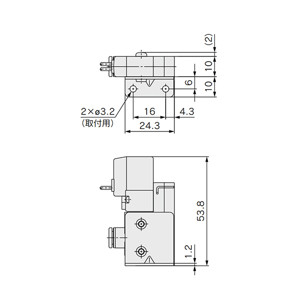 Type with bracket dimensional drawing