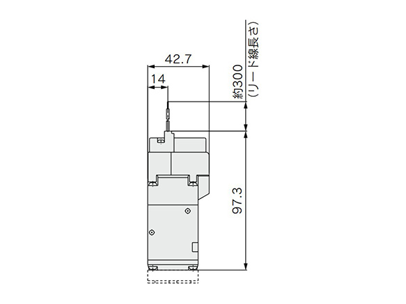 Grommet (G) DC specification, without light or surge voltage suppressor dimensional drawing