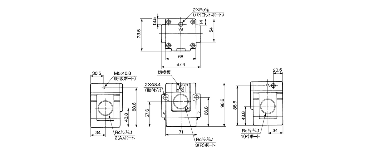 VGA342 Series dimensional drawing