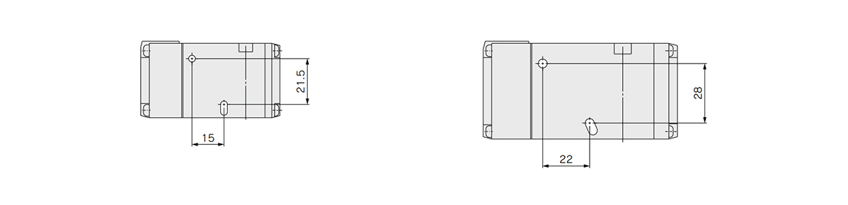 VPA342 (left image) / VPA542 (right drawing) dimensional drawing