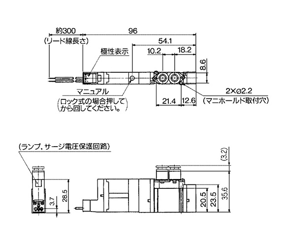 M plug connector (M): SX3120-□M□□-(C4, C6) dimensional drawings