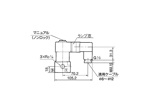 DIN terminal with indicator light (DL) dimensional drawing