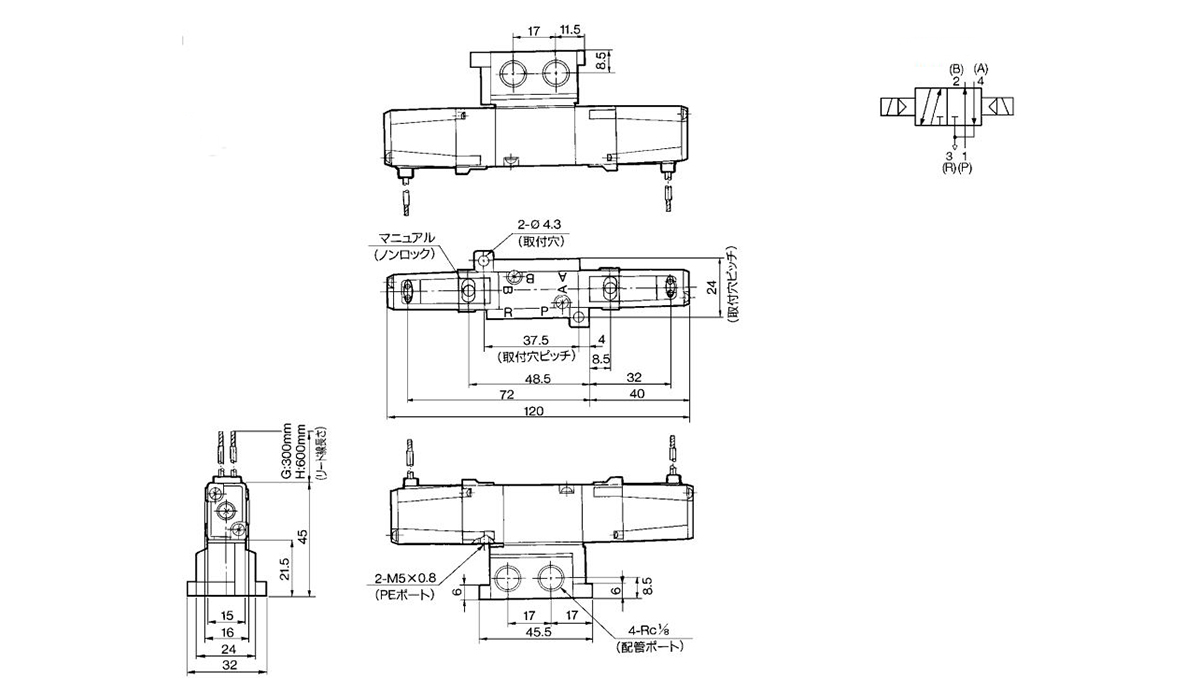 Grommet (G) (H): VZ3240-□(G, H)□□-01 dimensional drawings