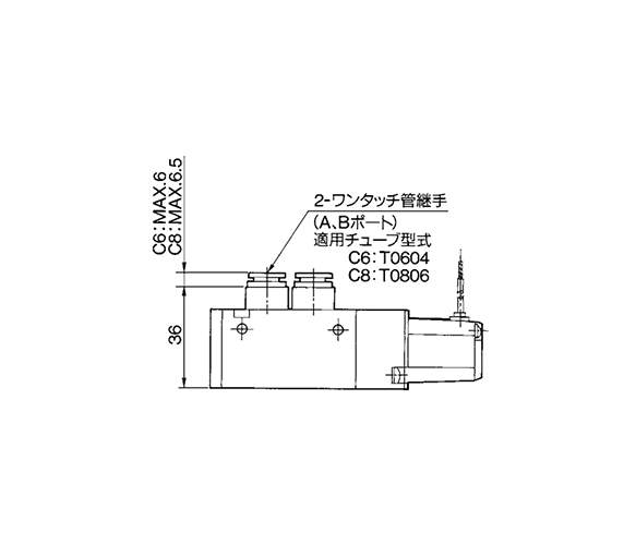 Built-in single-action fitting type VZ5120-□□□□-(C6, C8) dimensional drawings