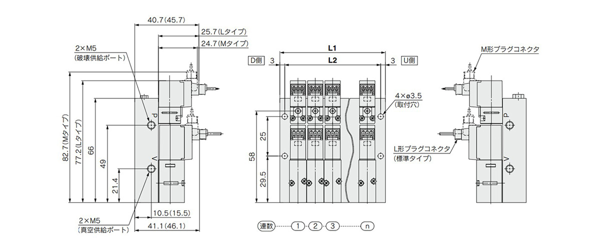 VQD1000-V Series dimensional drawing 1