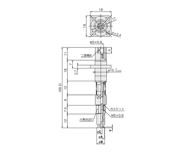 Pad With Ball Spline Buffer dimensional drawing