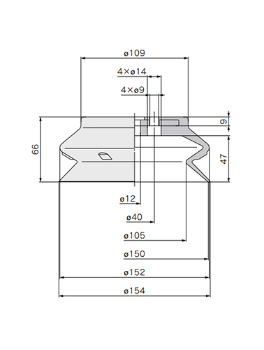 Heavy-Duty Type (Bellows Type) ZP2-150HB□ dimensional drawing