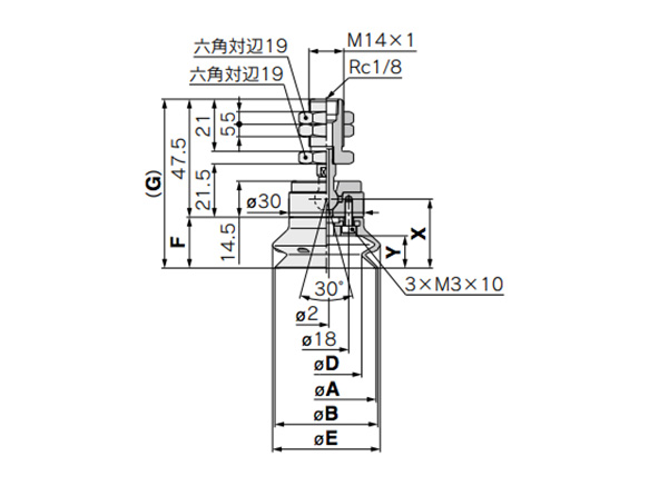 ZP2-TF40/50HB□ (Vacuum Entry Direction: Vertical) dimensional drawing