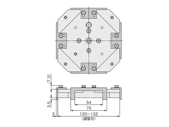 Body size: 120 mm (with guide assembly) dimensional drawing