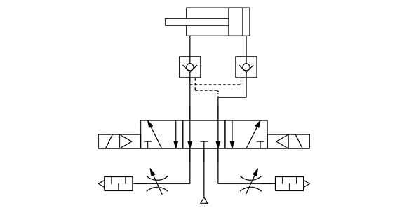 Inapplicable circuit example 2 (circuit with pilot check valve between actuator and solenoid valve)