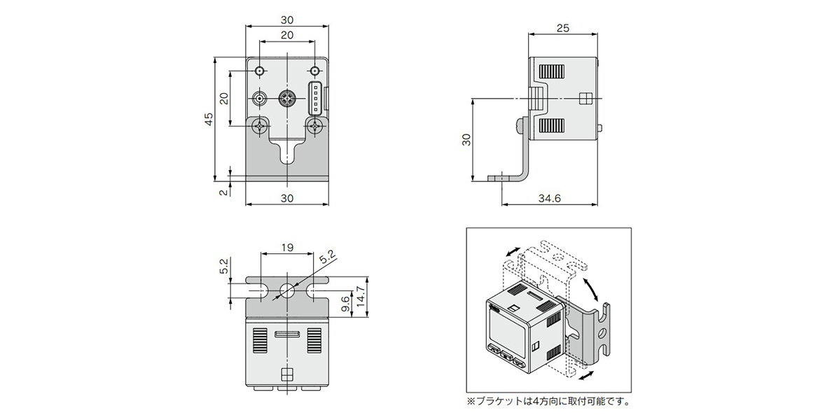 Dimensional drawing of A1 (bracket A)