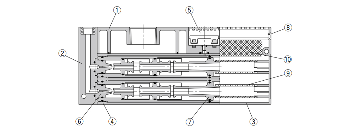 Multistage Ejector ZL212 Series structural drawing