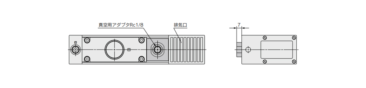 ZL212-GN with vacuum adapter dimensional drawing