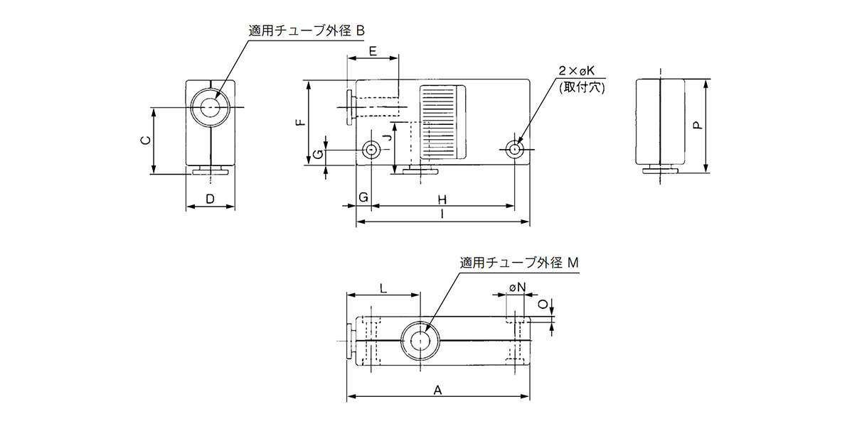 One-touch connection dimensional drawing