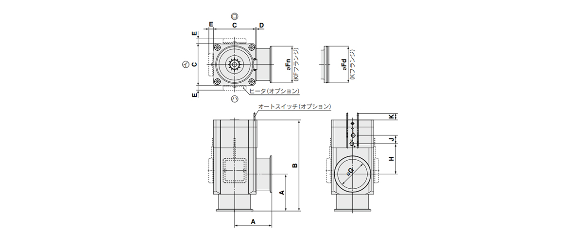 XLD air-operated type dimensional drawing