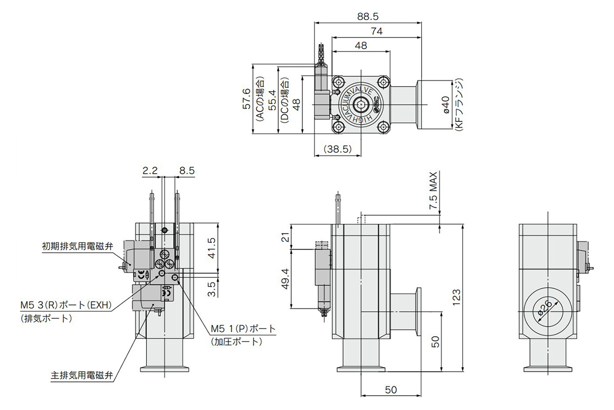 XLDV-25 type with solenoid valve dimensional drawing