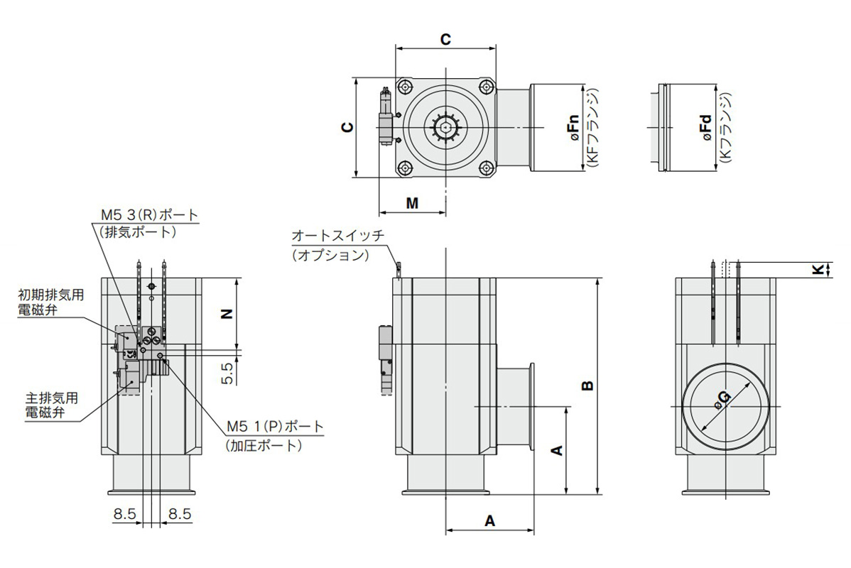 XLDV-40, XLDV-50, XLDV-63, XLDV-80 type with solenoid valve dimensional drawing