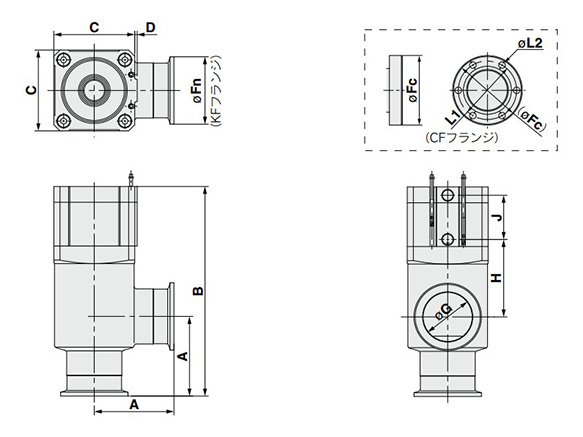 XMC-16 to 40 angle type dimensional drawing