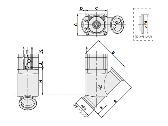 XYD in-line type dimensional drawing