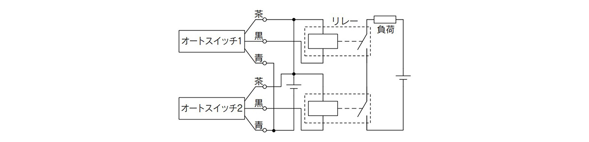 3-wire AND connection for NPN output (using relays)