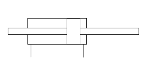 CA2W□H Series Air-Hydro Type Cylinder, Double Acting, Double Rod JIS symbol (no cushion)