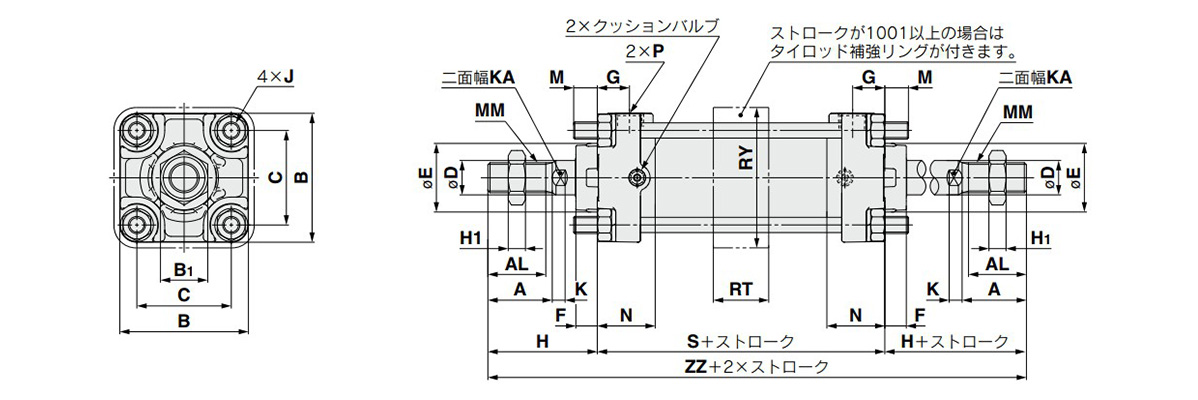 Basic type: CA2WB dimensional drawing