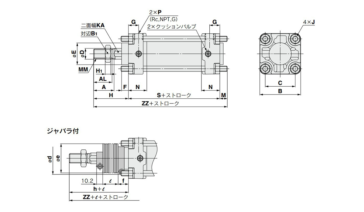 Basic type CA2KB dimensional drawing